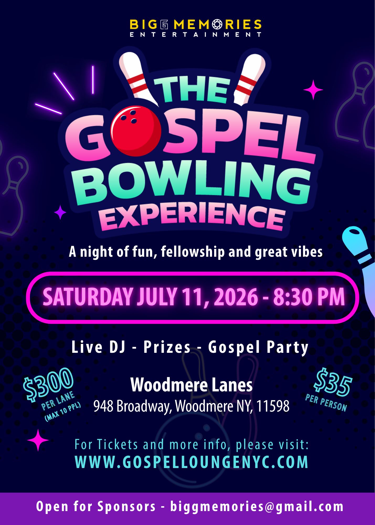 Gospel Bowling Experience July 11, 2026