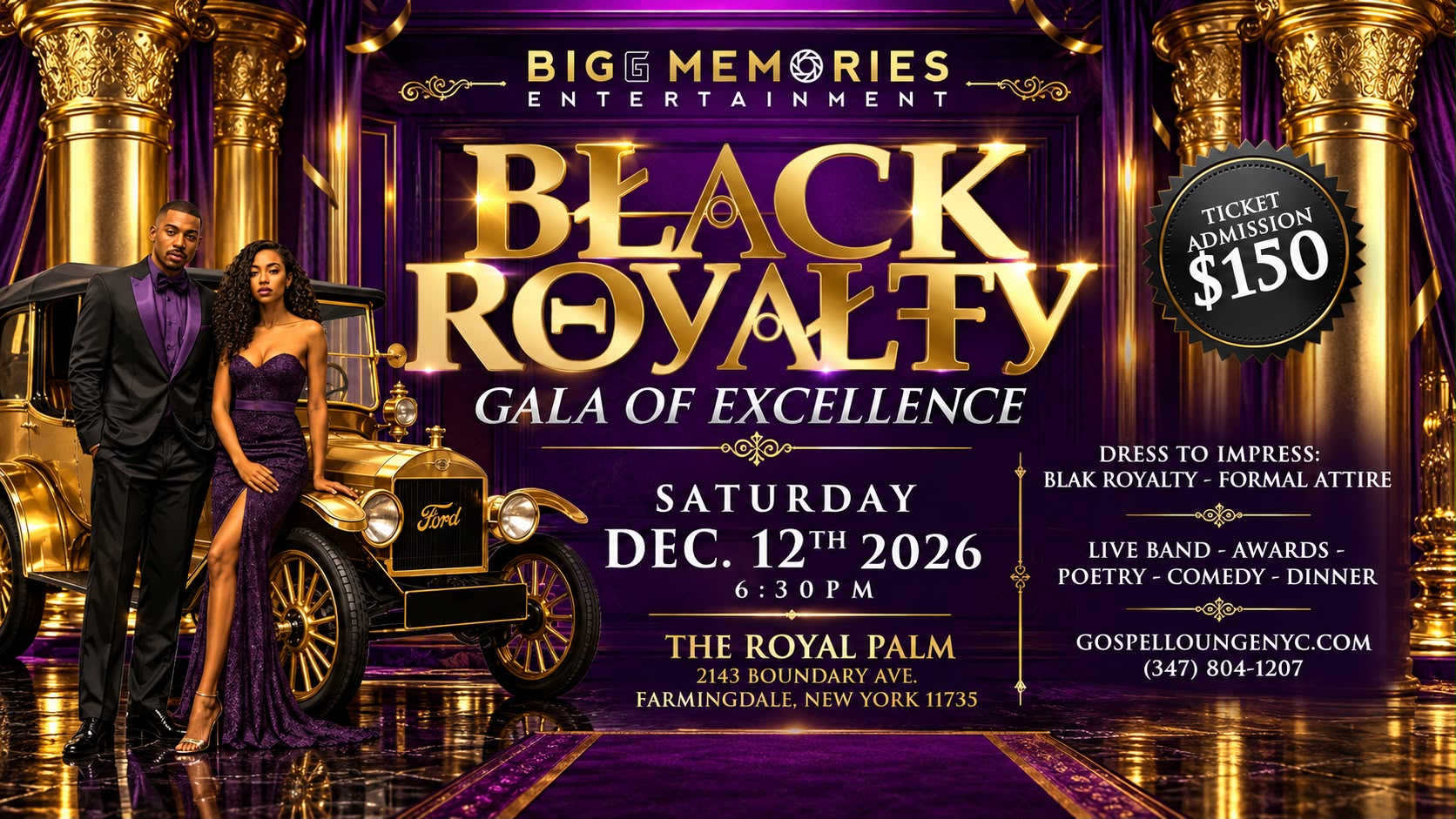 Black Royalty Gala of Excellence, December 12, 2026 at 6:30 PM, The Royal Palm, admission $150